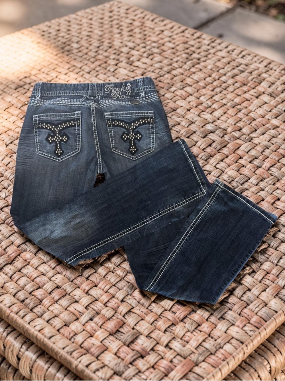 Rock & Roll Cowgirl Jeans Women's Low Rise Bootcut Embroidery Y2K Size 29 X 32